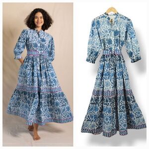 NEW Daydress Colette Belted Maxi Dress in Blue Pheasant Size XS/Small